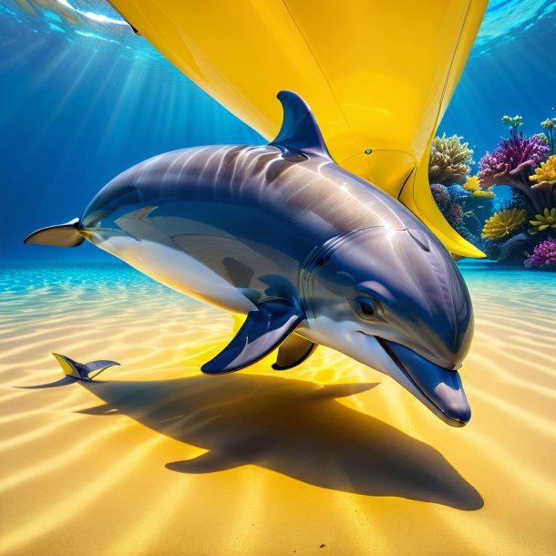 Picture of a dolphin in a yellow shoes