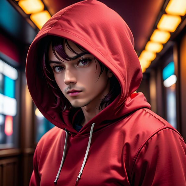 Photographie d'un sweat à capuche cramoisi d'argile