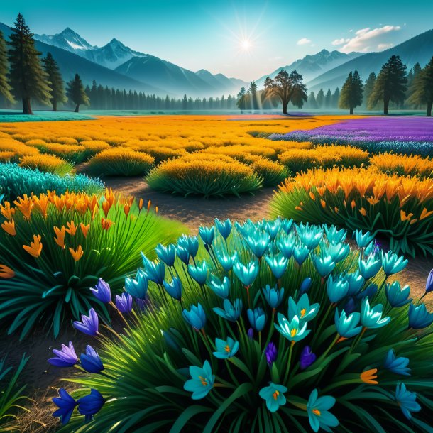 Imagery of a teal meadow saffron