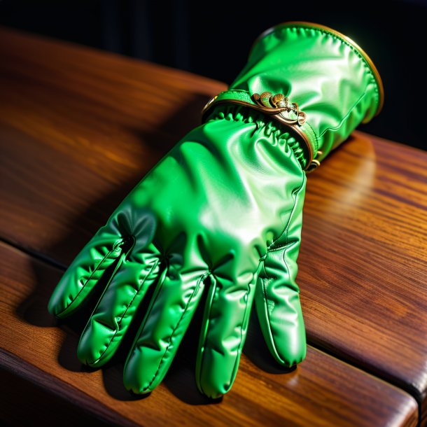 Photo d'un gants vert pois en bois