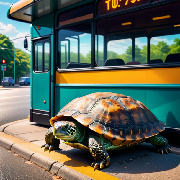 Image d'une attente d'une tortue sur l'arrêt de bus