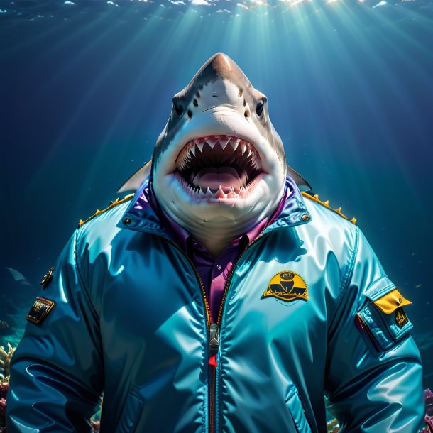 Picture of a shark in a jacket in the sea