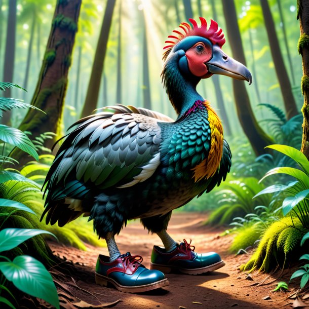 Foto de un dodo en un zapato en el bosque