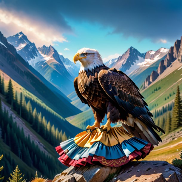 Picture of a eagle in a skirt in the mountains