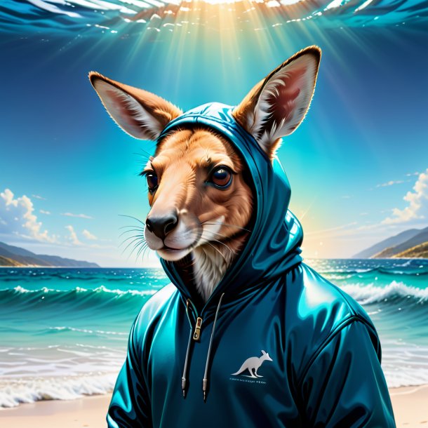 Drawing of a kangaroo in a hoodie in the sea