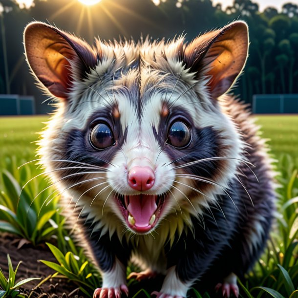 Pic of a crying of a possum on the field