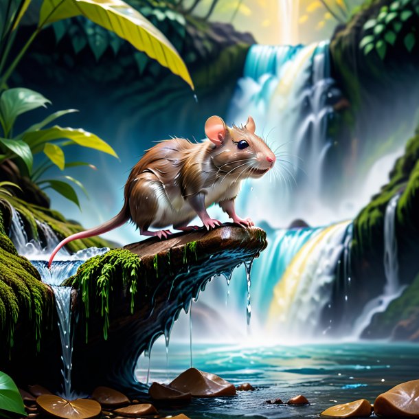 Image of a rat in a shoes in the waterfall