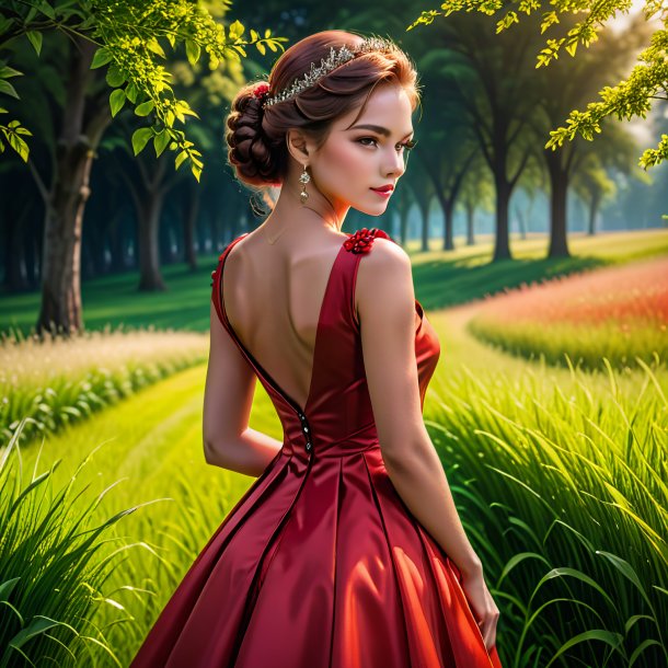 Photo d'une robe rouge de l'herbe