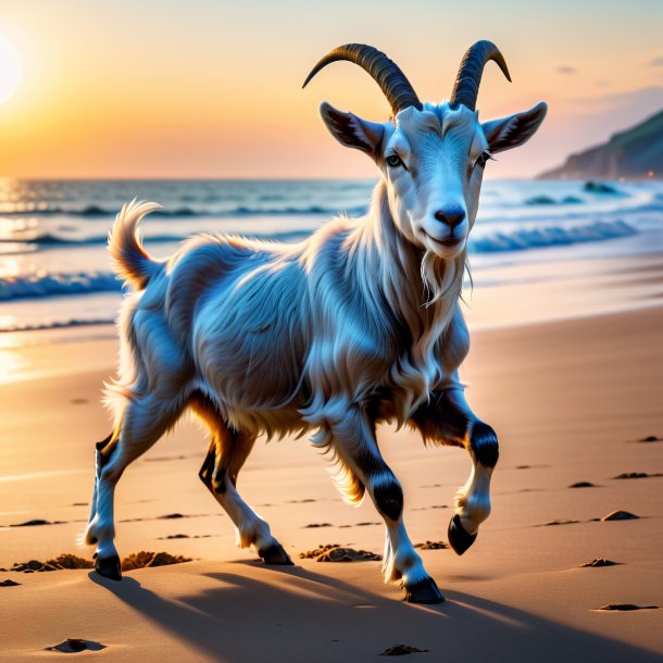 Pic of a dancing of a goat on the beach