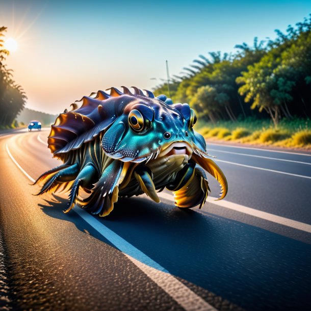 Photo of a threatening of a cuttlefish on the road