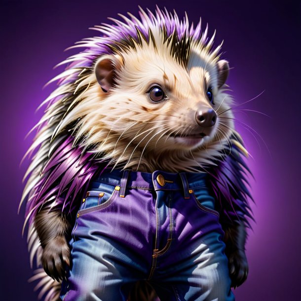 Image of a porcupine in a purple jeans