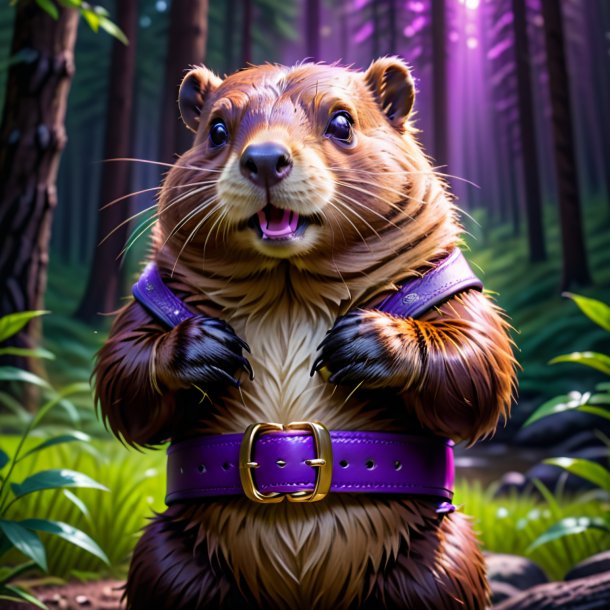 Image of a beaver in a purple belt