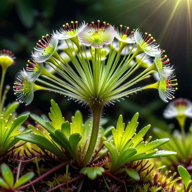 Representação de um sundew cinzento de folhas redondas