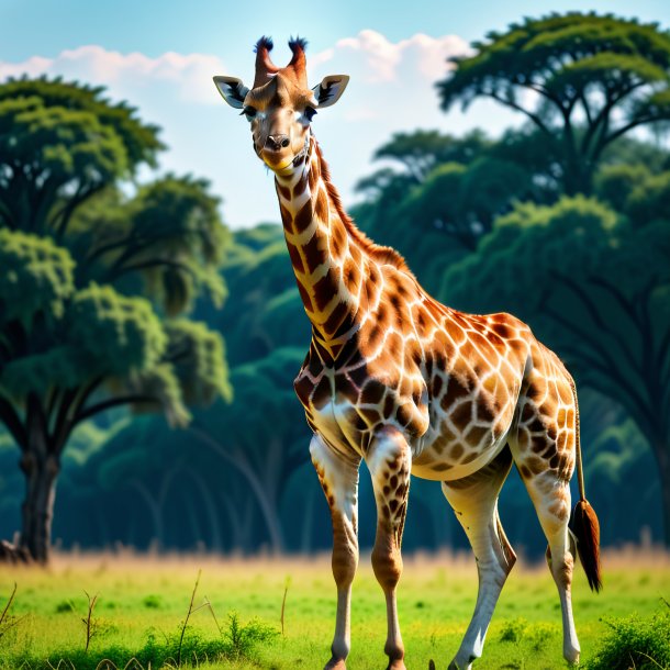 Image d'une menace d'une girafe sur le terrain