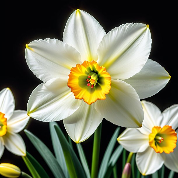 Depiction of a olive narcissus, white