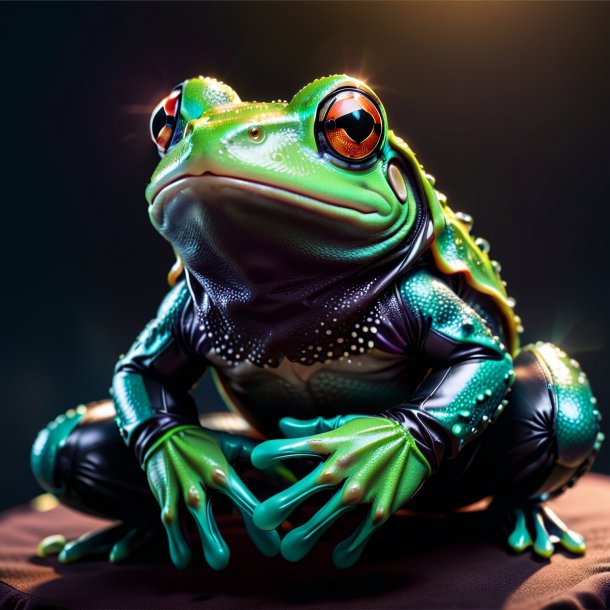 Image of a frog in a black gloves