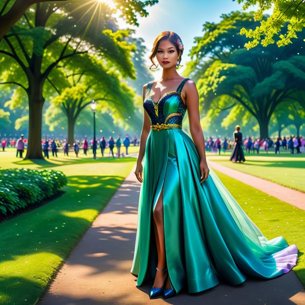 Image of a eel in a dress in the park