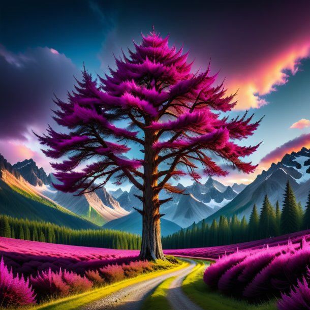 Portrayal of a magenta larch