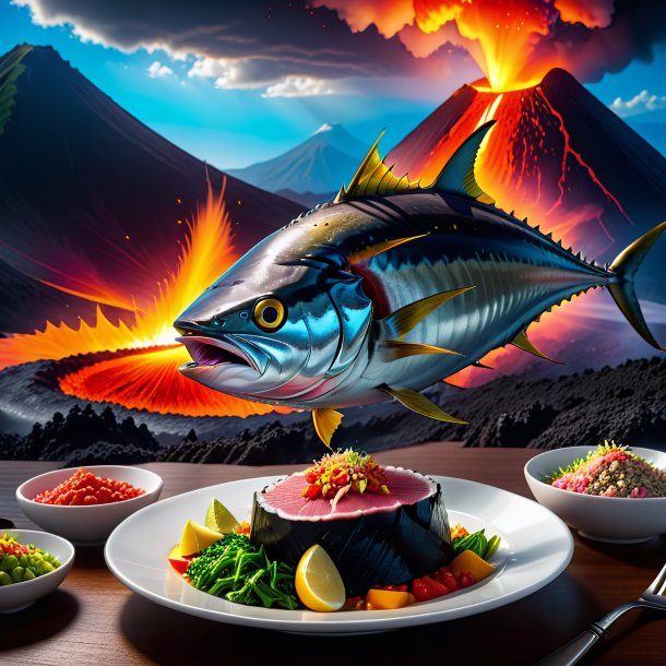 Pic of a eating of a tuna in the volcano