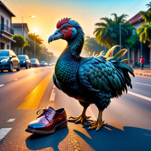 Foto de un dodo en los zapatos en el camino