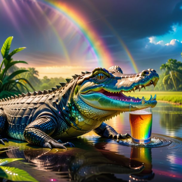 Pic of a drinking of a alligator on the rainbow