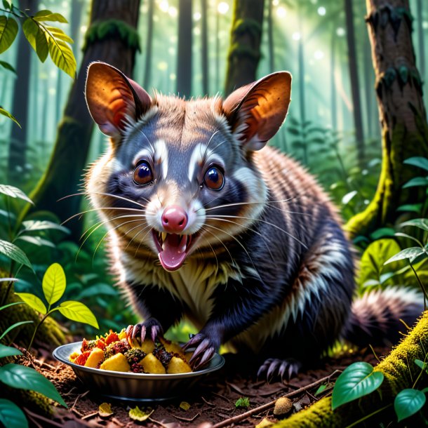 Picture of a eating of a possum in the forest