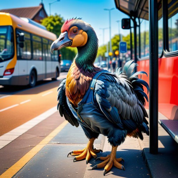 Photo d'un dodo dans un jean sur l'arrêt de bus