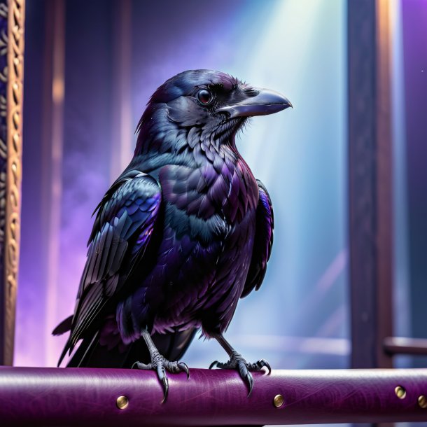 Picture of a crow in a purple belt