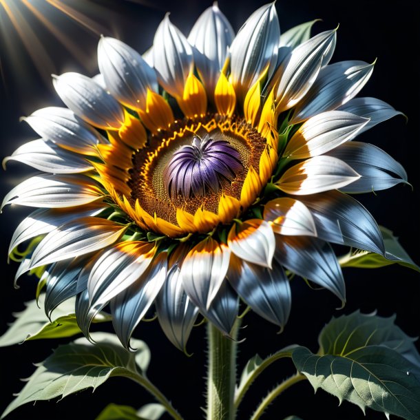 Imagen de un girasol de plata