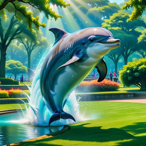 Pic of a dancing of a dolphin in the park