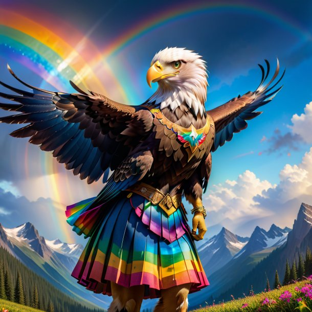 Picture of a eagle in a skirt on the rainbow