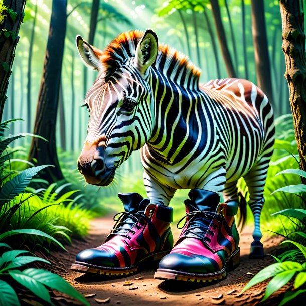 Foto de uma zebra em um sapato na floresta