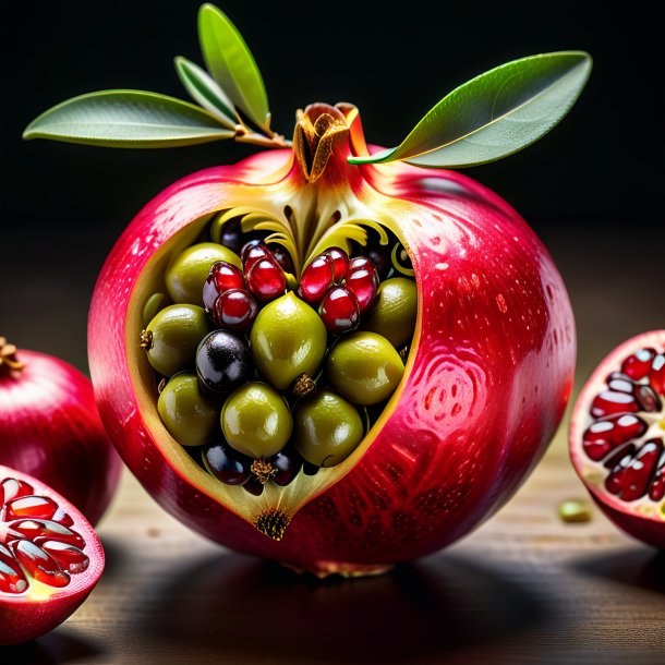 Imagery of a olive pomegranate