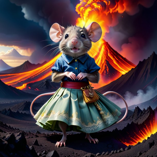 Picture of a rat in a skirt in the volcano