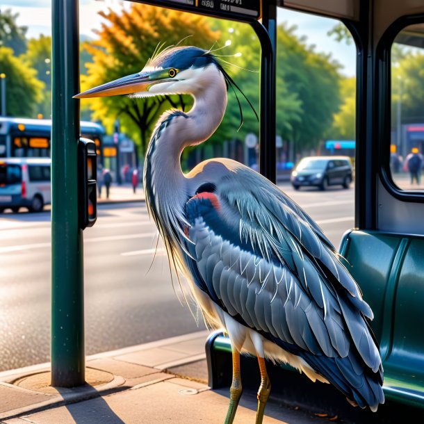 Pic d'un dormant d'un héron sur l'arrêt de bus