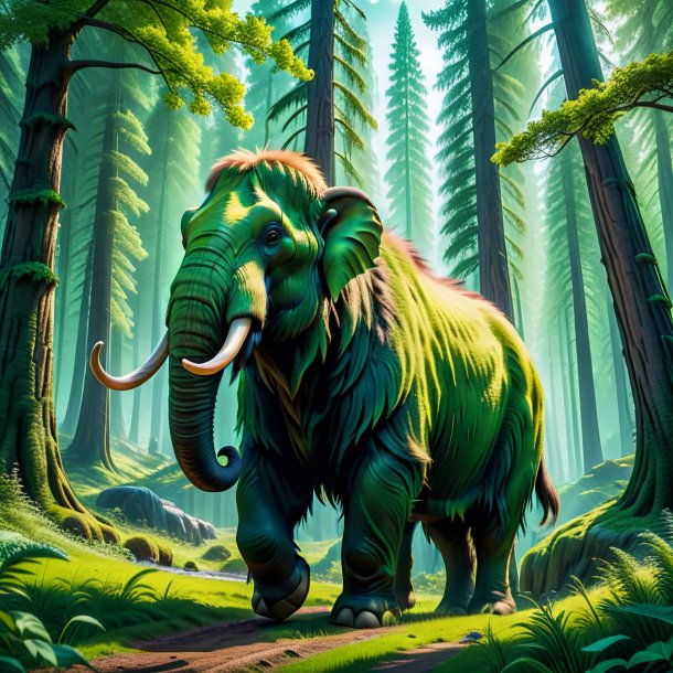 Photo of a mammoth in a green coat