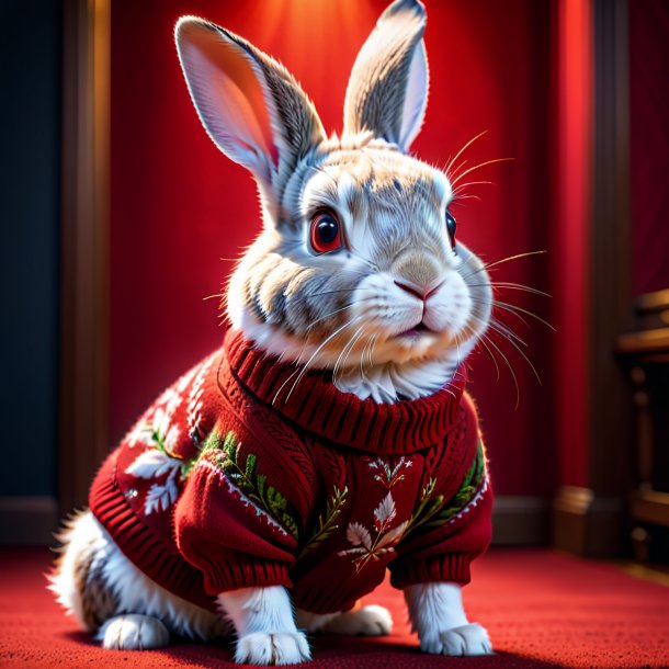 Image d'un lapin dans un pull rouge