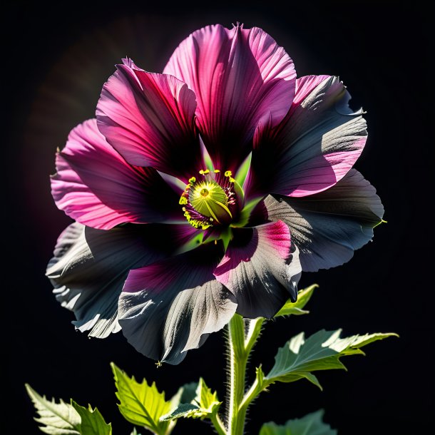 Depiction of a charcoal hollyhock