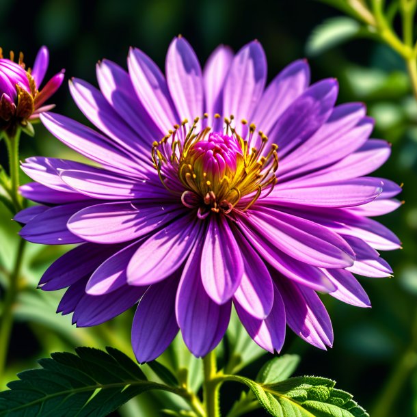 Retrato de um aster de ameixa