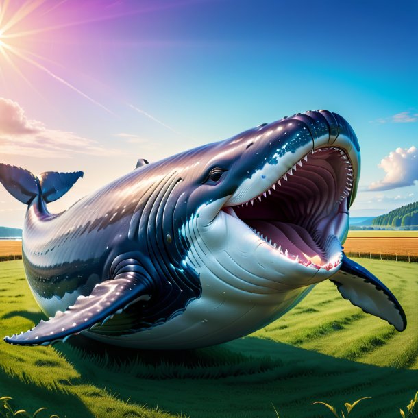 Image of a smiling of a whale on the field