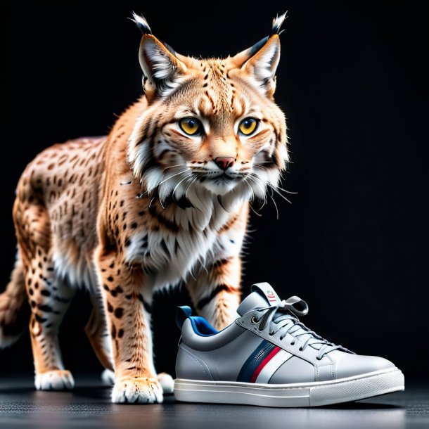 Photo d'un lynx dans une chaussure grise