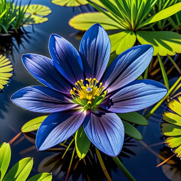 Drawing of a navy blue crowfoot, marsh