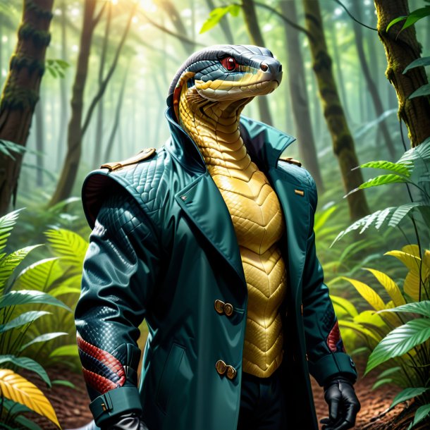 Drawing of a cobra in a coat in the forest