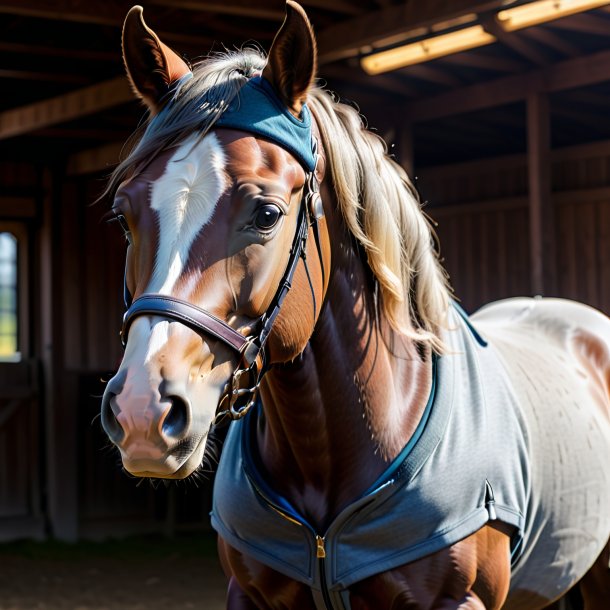 Pic of a horse in a gray hoodie