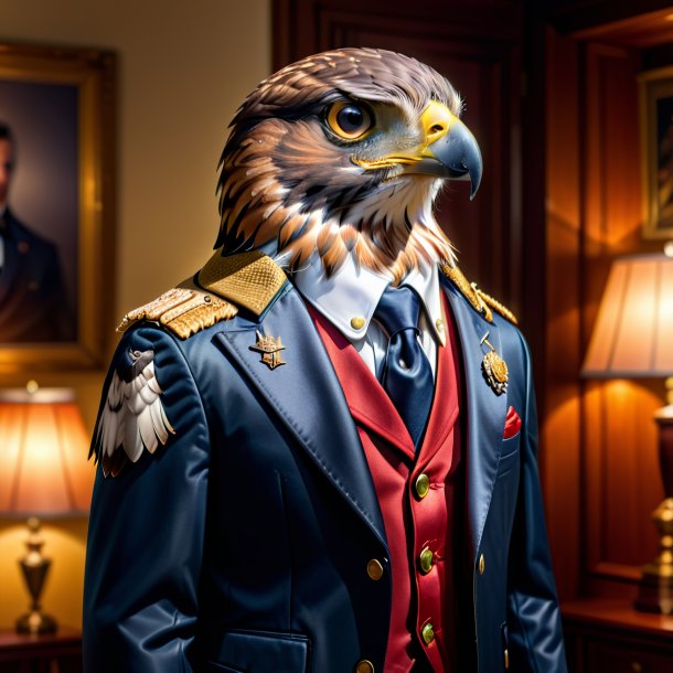 Picture of a hawk in a jacket in the house