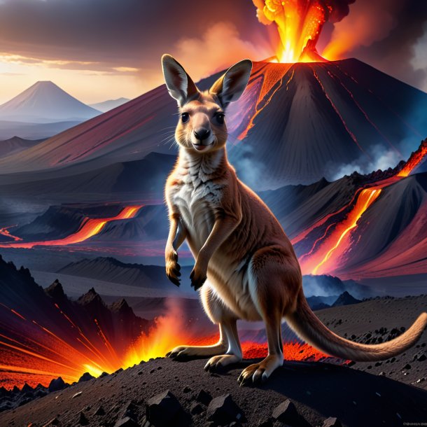 Pic of a playing of a kangaroo in the volcano