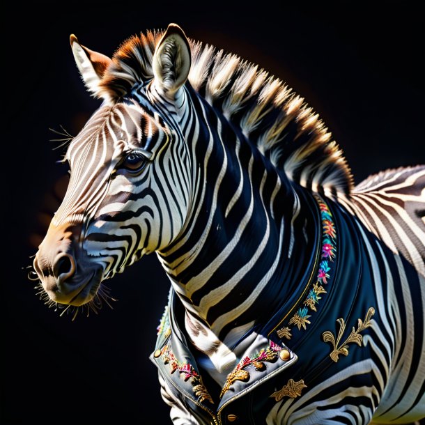 Pic of a zebra in a black jacket