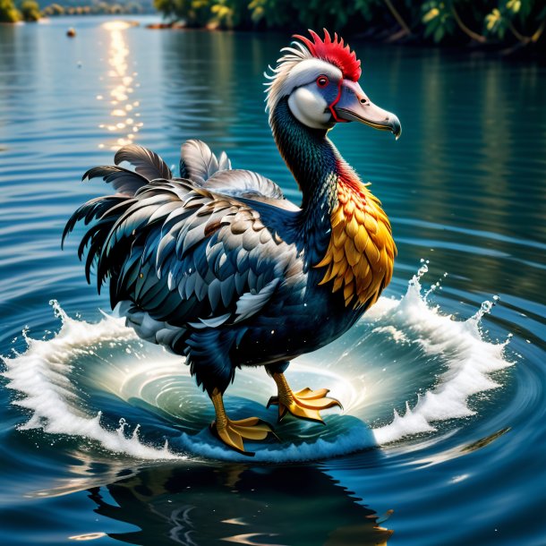 Image of a dodo in a jeans in the water