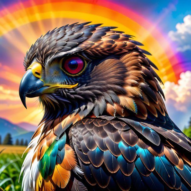 Picture of a sleeping of a hawk on the rainbow