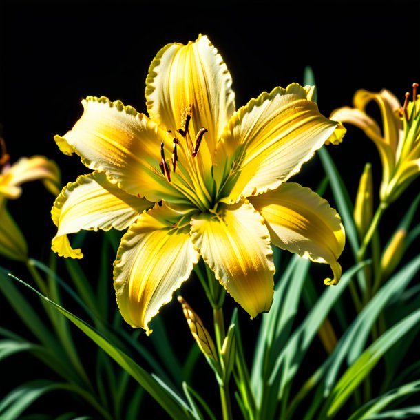 Foto de um daylily de trigo, amarelo